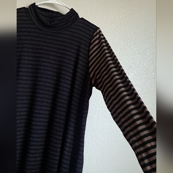 Alembika Urban Striped Mockneck Layering Capsule Maxi Swing Dress Size Large - Picture 6 of 11